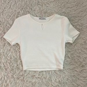 Zara white ribbed top with cutout top